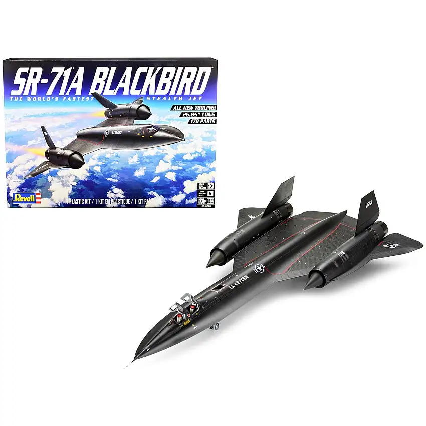 Level 5 Model Kit Lockheed SR-71A Blackbird Stealth Aircraft "The World's Fastest Stealth Jet" 1/48 Scale Model by Revell