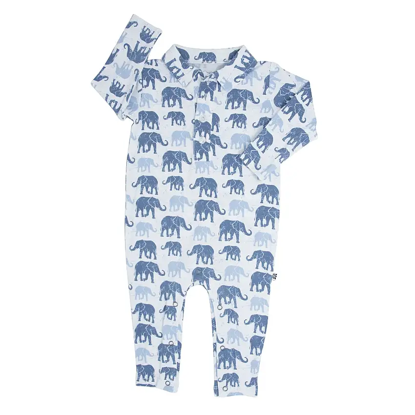 Blue Elephant Polo Romper