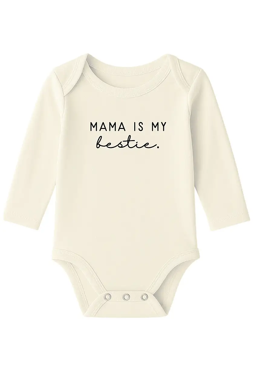 Mama Is My Bestie Organic Cotton Baby Bodysuit Long Sleeve