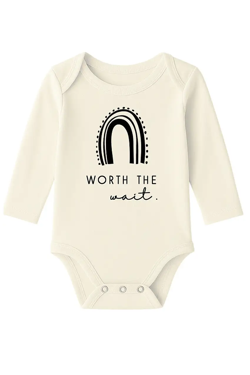Worth The Wait Organic Cotton Baby Bodysuit Long Sleeve