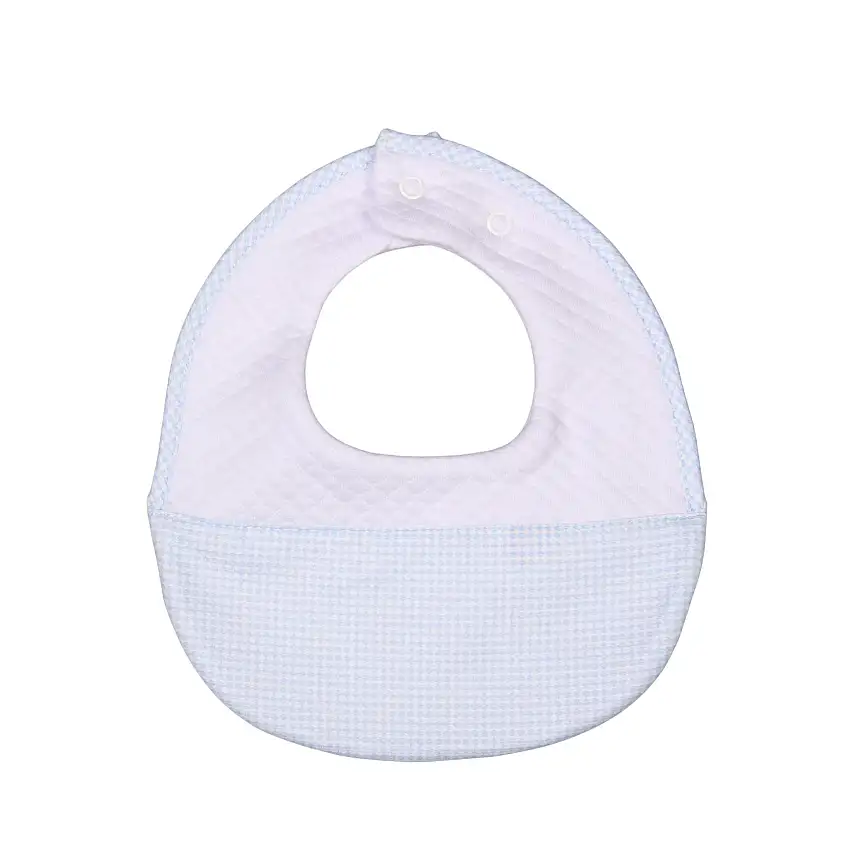 Lucas | Boys White & Blue Gingham Cotton Bib