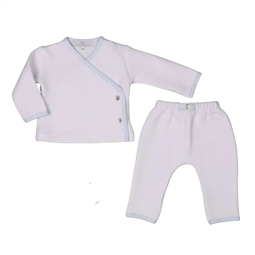 Lucas | Boys White & Blue Cotton Gingham Wrap Set (2)