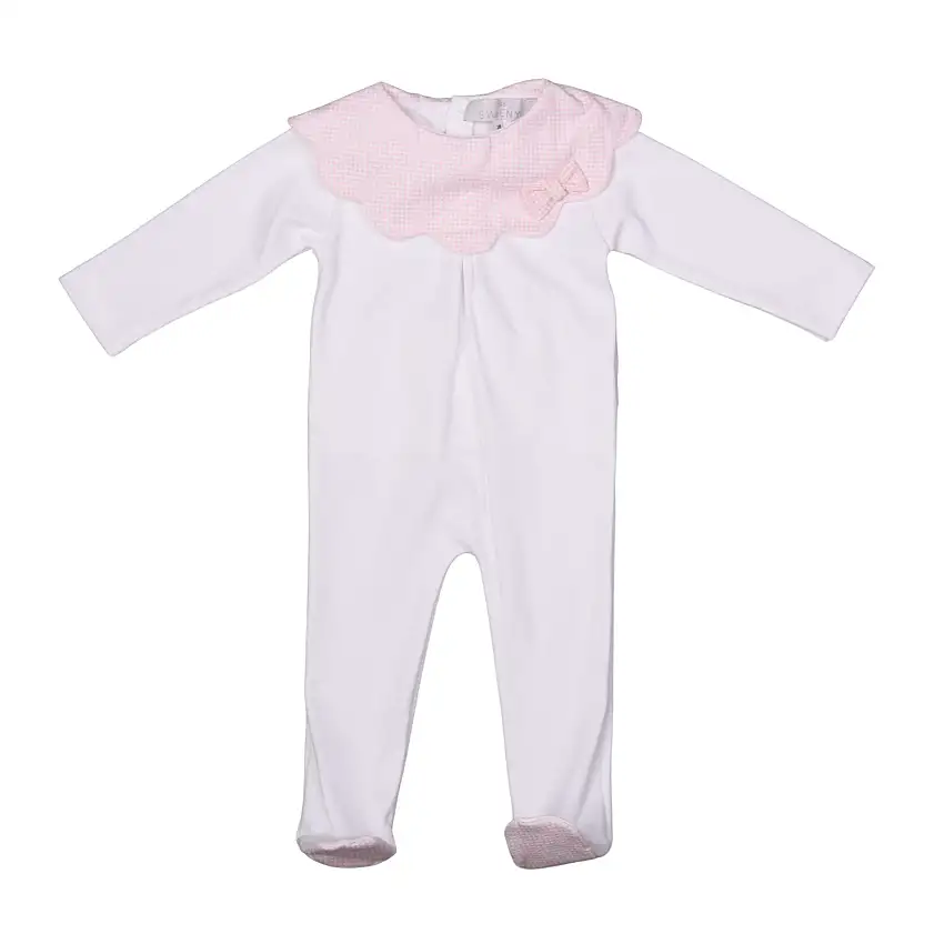 Lucy | White & Pink Gingham Babygrow