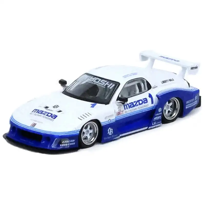 Mazda RX7 (FD3S) LB-Super-Silhouette RHD (Right Hand Drive) #1 White and Blue "Hong Kong Toy Car Salon 2024 Special Edition" 1/64 Diecast Model Car by Inno Models
