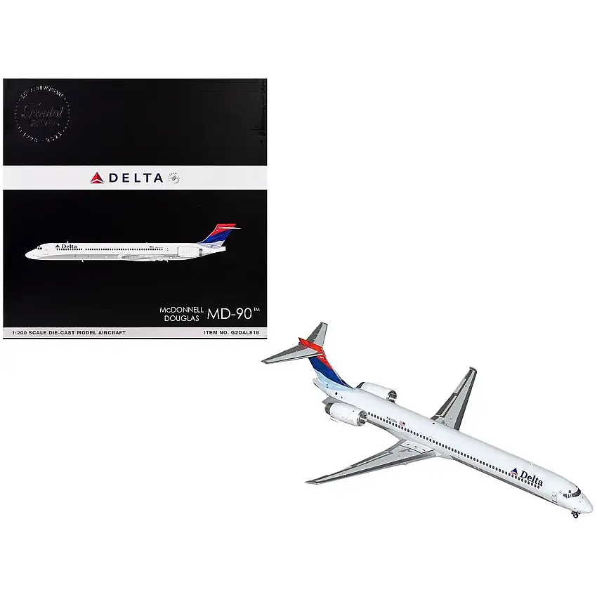 McDonnell Douglas MD-90 Commercial Aircraft "Delta Air Lines" (N910DN) White with Blue and Red Tail "Gemini 200" Series 1/200 Diecast Model Airplane by GeminiJets