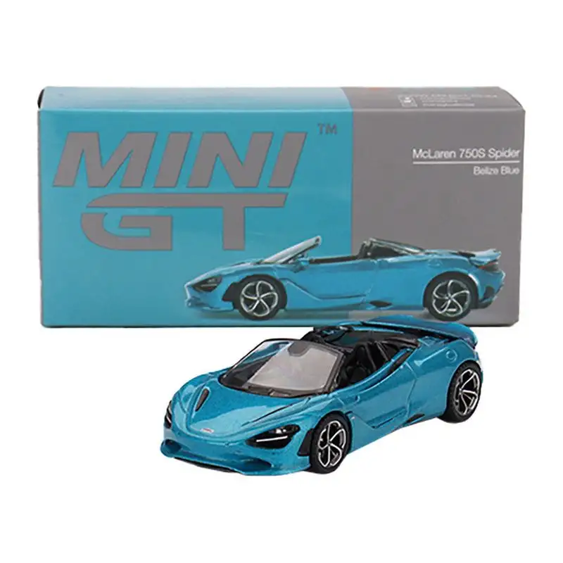 McLaren 750S Spider Belize Blue Metallic Limited Edition 1/64 Diecast Model Car by Mini GT