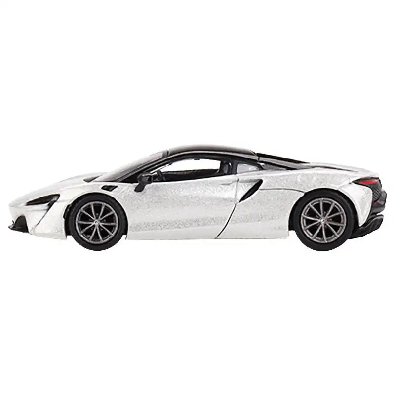 McLaren Artura Ice Silver Metallic with Black Top Limited Edition to 2040 pieces Worldwide 1/64 Diecast Model Car by Mini GT