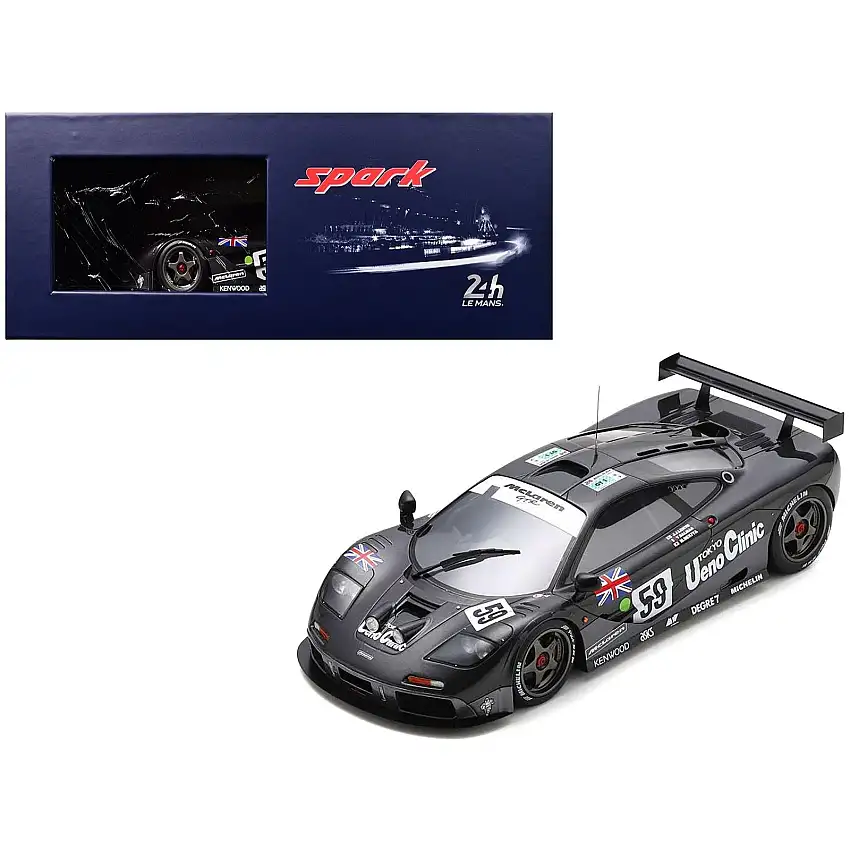 McLaren F1 GTR #59 Yannick Dalmas - Masanori Sekiya - JJ Lehto "Kokusai Kaihatsu Racing" Winner "24 Hours of Le Mans" (1995) with Acrylic Display Case 1/18 Model Car by Spark