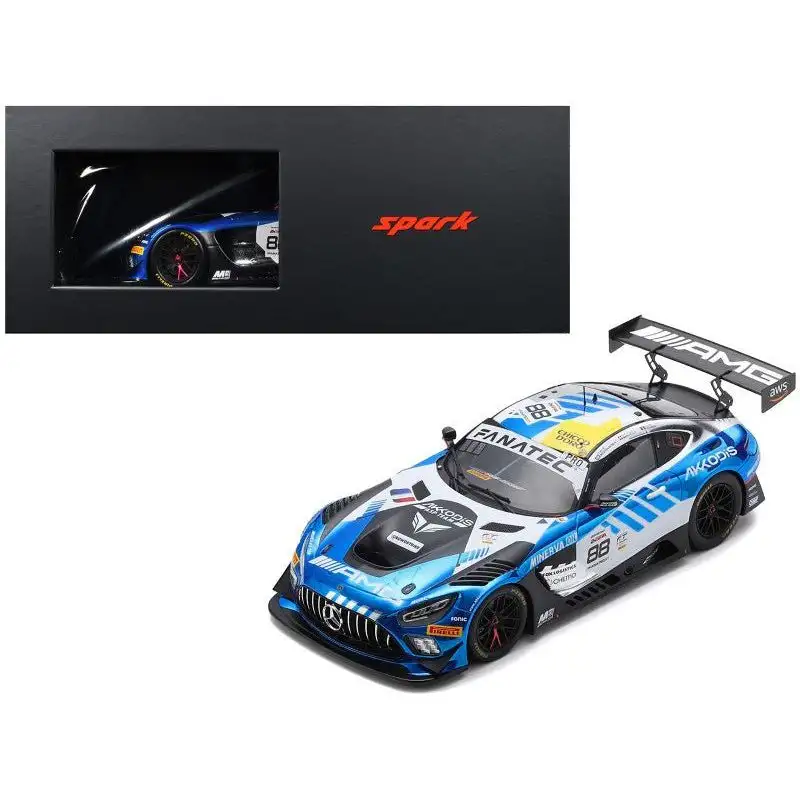 Mercedes-AMG GT3 #88 Timur Boguslavskiy - Jules Gounon - Raffaele Marciello "AKKodis ASP Team" 2nd Place "24 Hours of Spa" (2023) with Acrylic Display Case 1/18 Model Car by Spark
