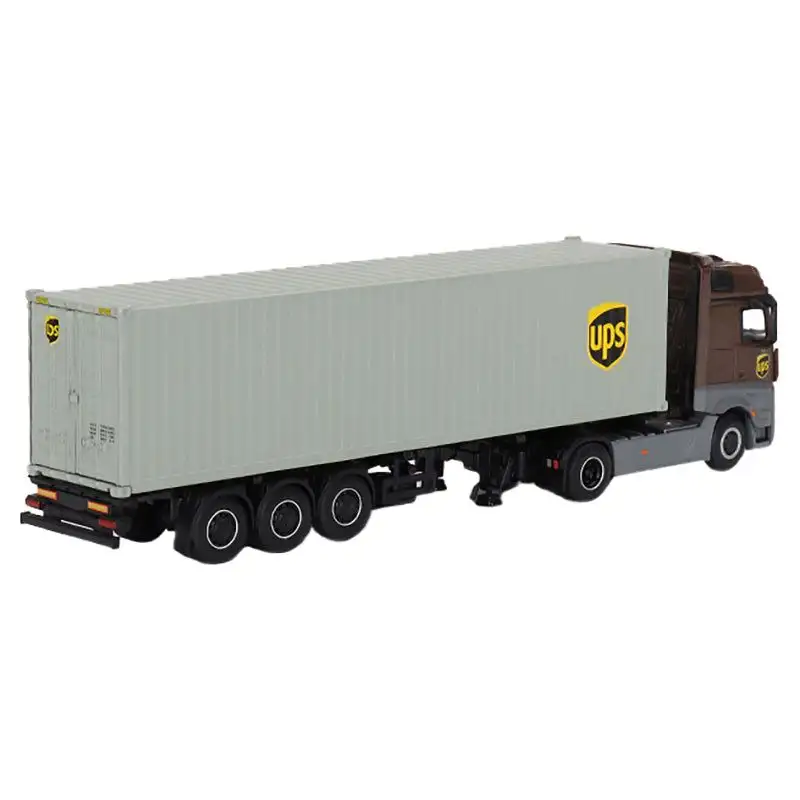 Mercedes-Benz Actros with 40' Container "UPS Europe" Brown and Gray 1/64 Diecast Model by Mini GT
