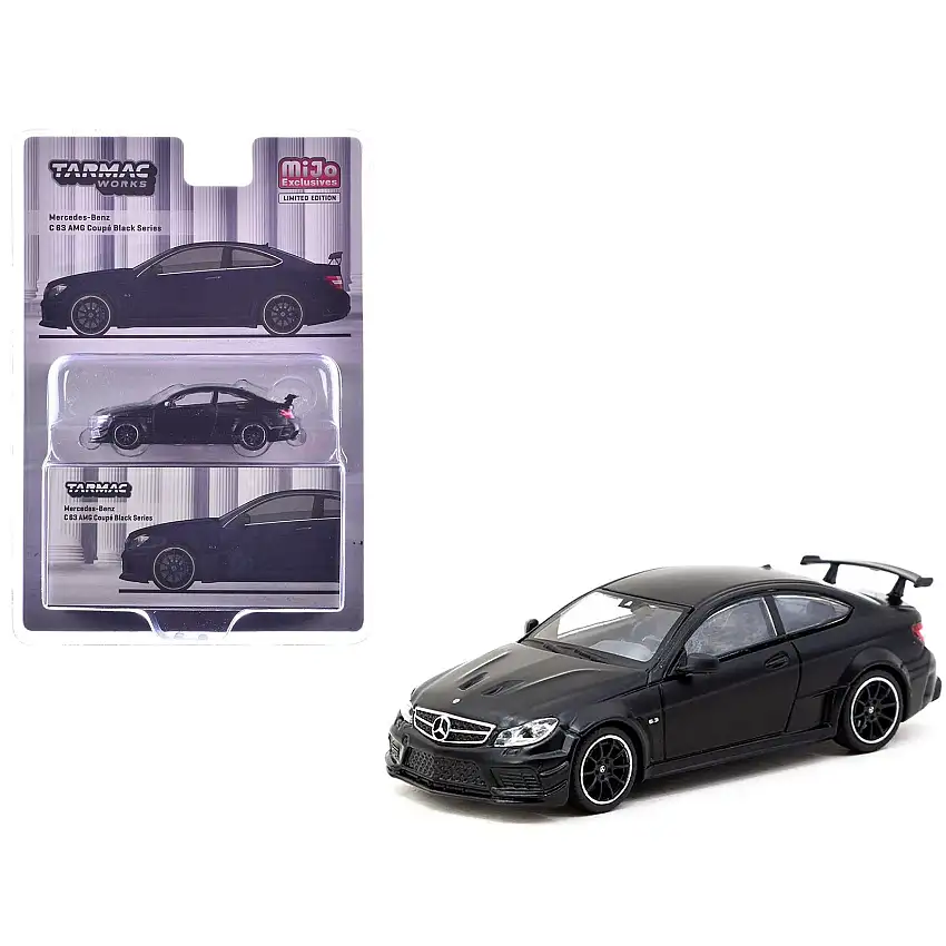 Mercedes-Benz C 63 AMG Coupe Black Series Matt Black "Global64" Series 1/64 Diecast Model by Tarmac Works