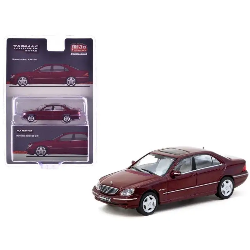 Mercedes-Benz S 55 AMG Bordeaux Red Metallic "Global64" Series 1/64 Diecast Model by Tarmac Works