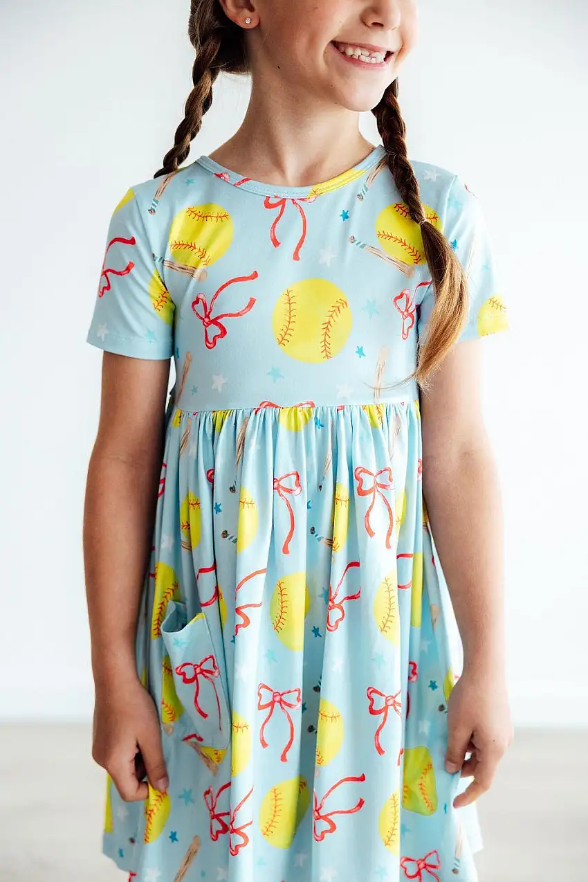 Softball Sweetie S/s Pocket Twirl Dress