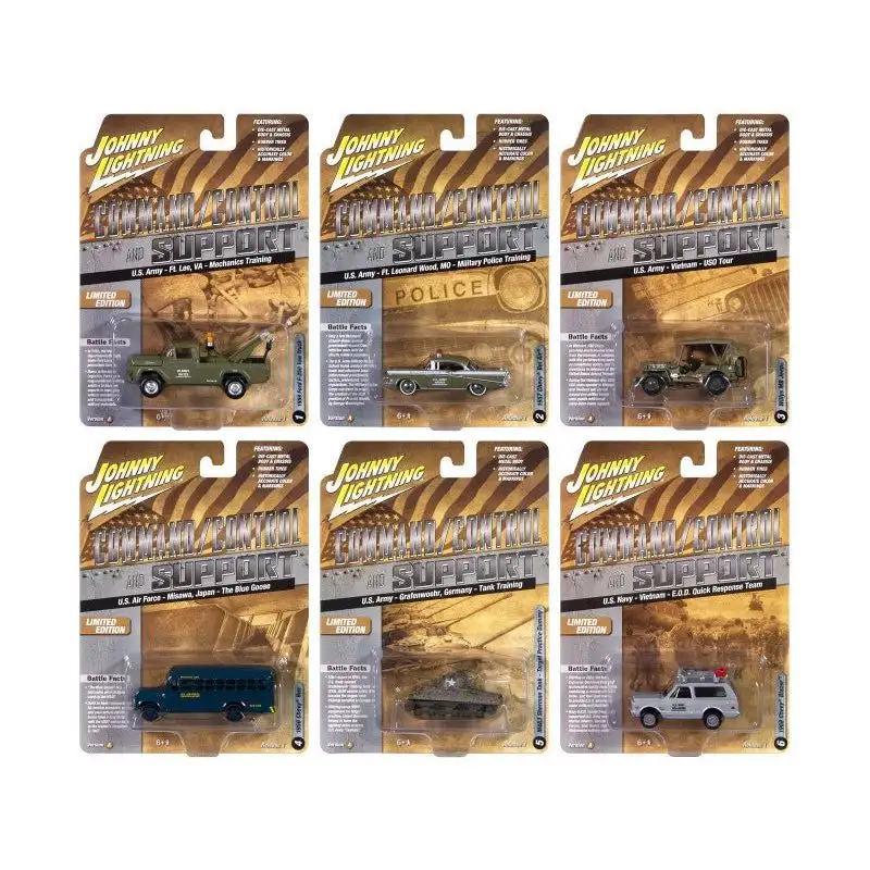 "Military" Set A of 6 pieces 2024 Release 2 Limited Edition Diecast Models by Johnny Lightning
