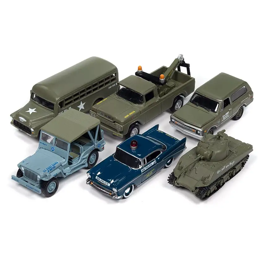 "Military" Set B of 6 pieces 2024 Release 2 Limited Edition Diecast Models by Johnny Lightning