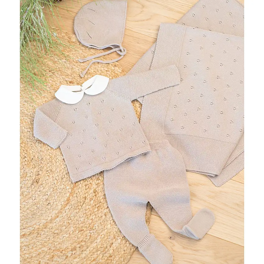 Milou | Baby Beige Cotton Knit Set (4)