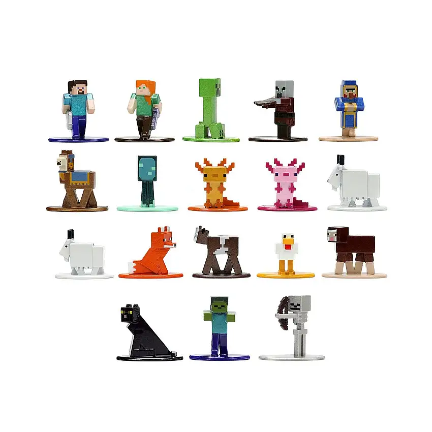 "Minecraft: Caves & Cliffs" Set of 18 Diecast Figures "Nano Metalfigs" Series Diecast Models by Jada