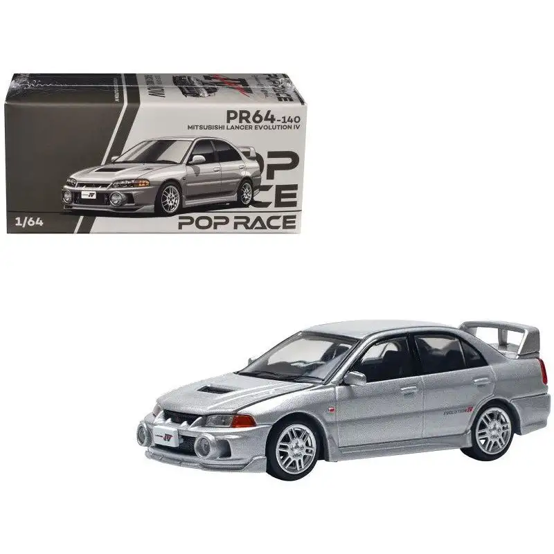 Mitsubishi Lancer Evolution IV RHD (Right Hand Drive) Steel Silver Metallic 1/64 Diecast Model Car by Pop Race