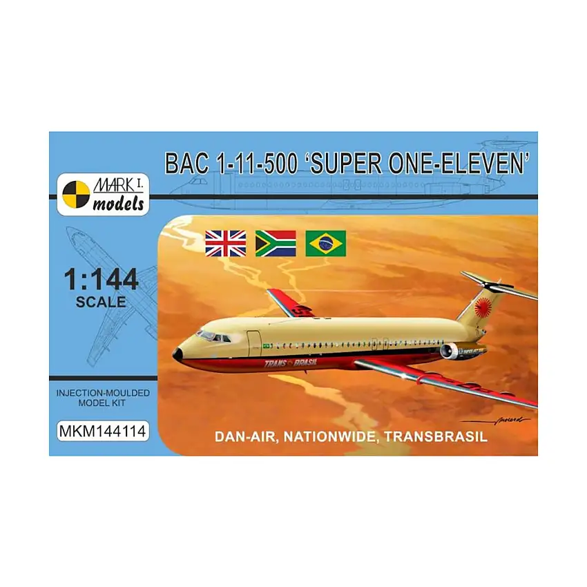 BAC 1-11-500 "Super One-Eleven" Passenger Airliner (Dan-Air London, Nationwide Africa, Trans-Brasil)