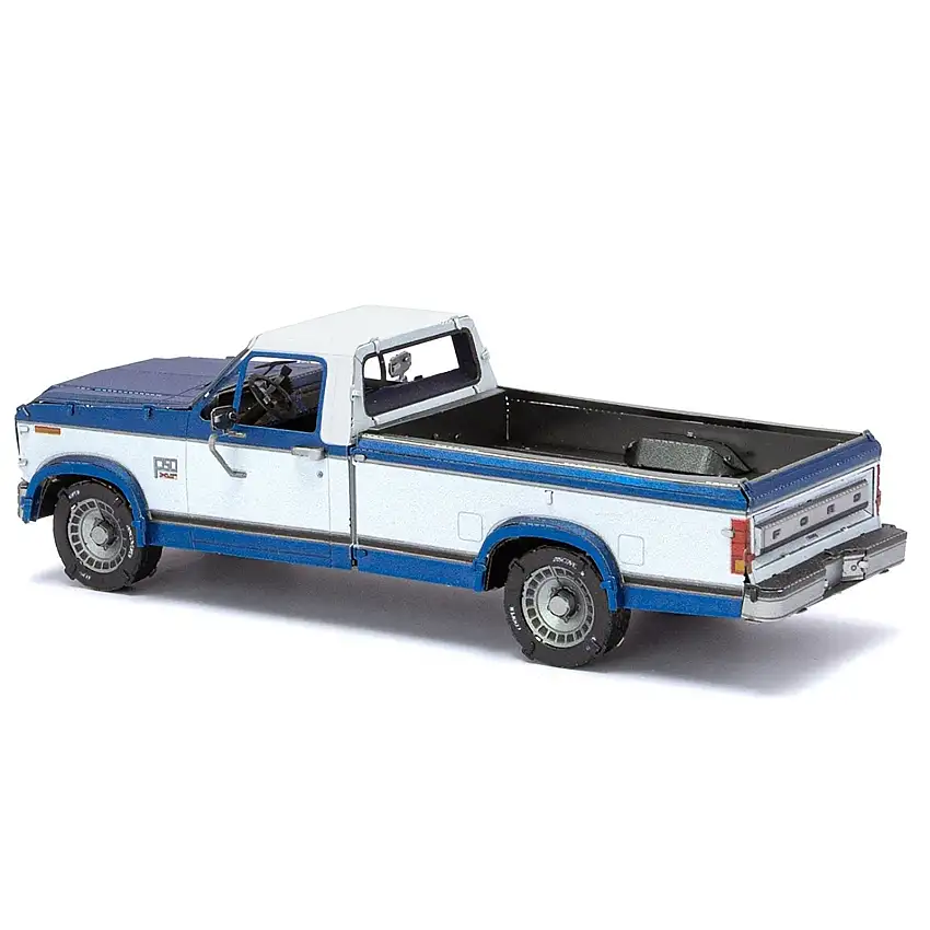 Model Kit 1982 Ford F-150 Pickup Truck Blue and White (Moderate Difficulty) Steel Model by Metal Earth