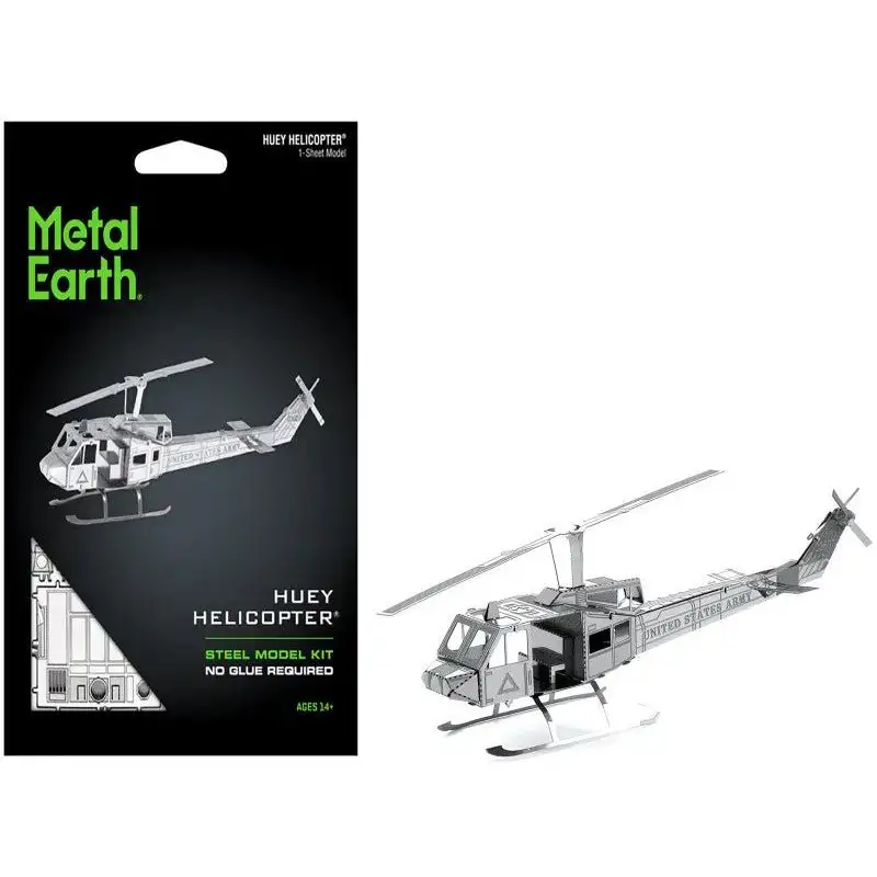 Model Kit Bell UH-1 Iroquois "Huey" Helicopter "United States Army" (Easy Difficulty) Steel Model by Metal Earth