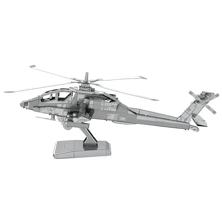Model Kit Boeing AH-64 Apache Attack Helicopter (Moderate Difficulty) Steel Model by Metal Earth