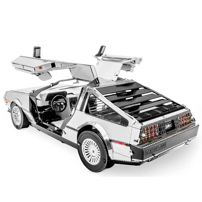 Model Kit DeLorean Brushed Metal (Moderate Difficulty) Steel Model by Metal Earth
