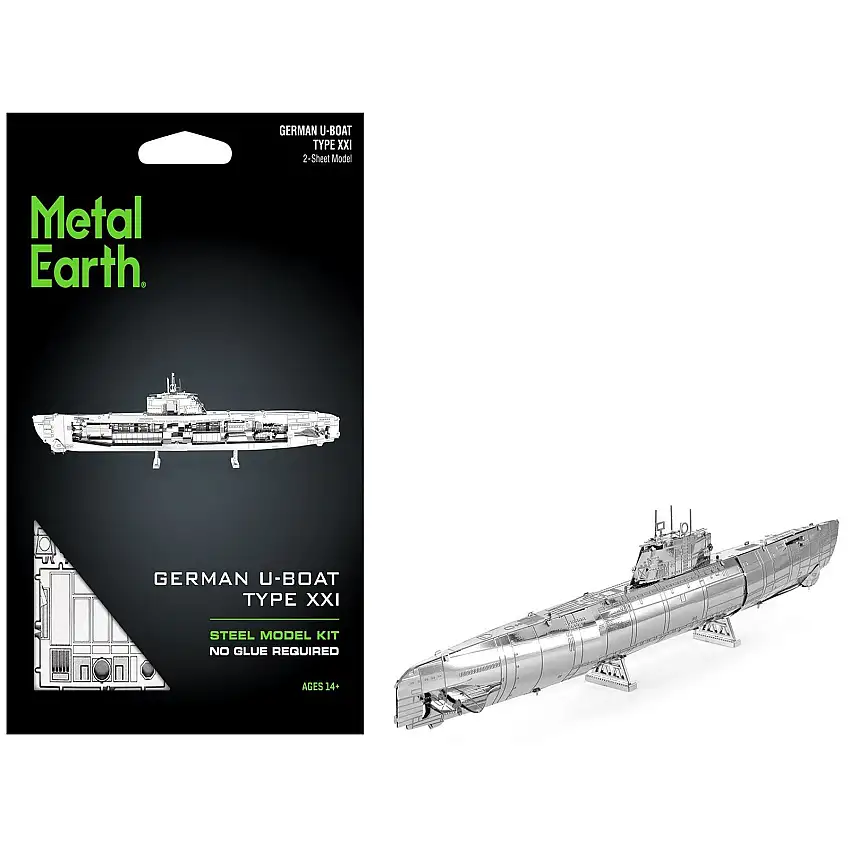 Model Kit German U-Boat Type XXI Submarine (Challenging Difficulty) Steel Model by Metal Earth