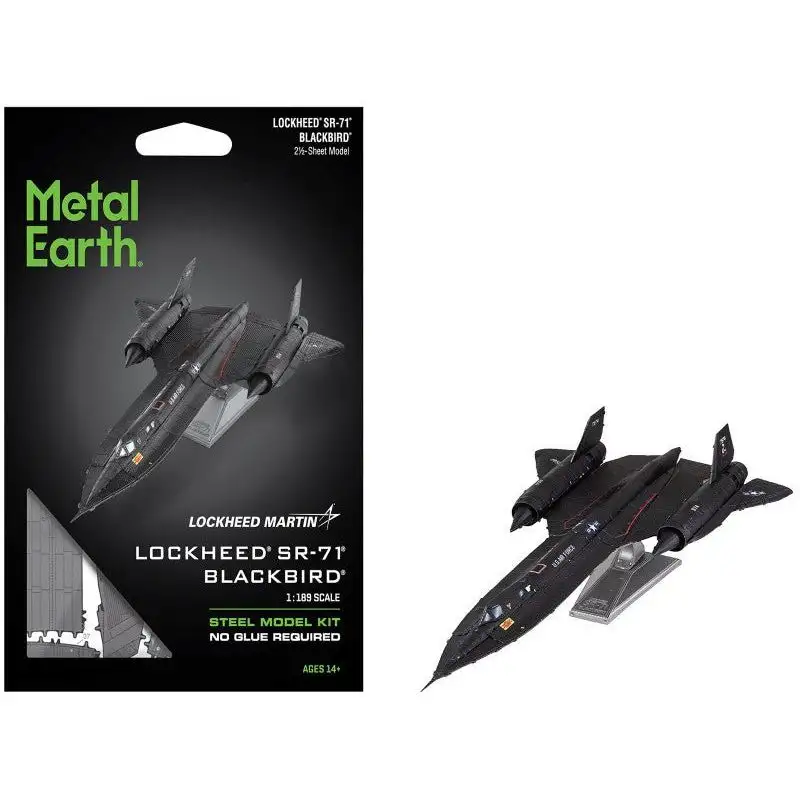 Model Kit Lockheed SR-71 Blackbird Aircraft "United States Air Force" (Moderate Difficulty) Steel Model by Metal Earth