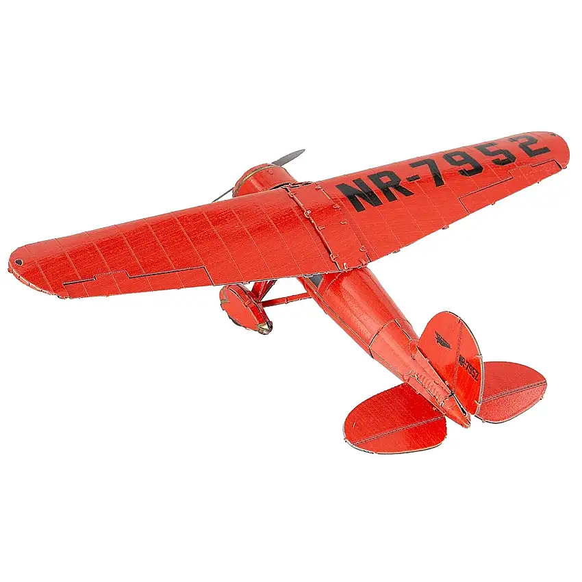 Model Kit Lockheed Vega 5B Monoplane Aircraft "Little Red Bus - Amelia Earhart" Red (Moderate Difficulty) Steel Model by Metal Earth