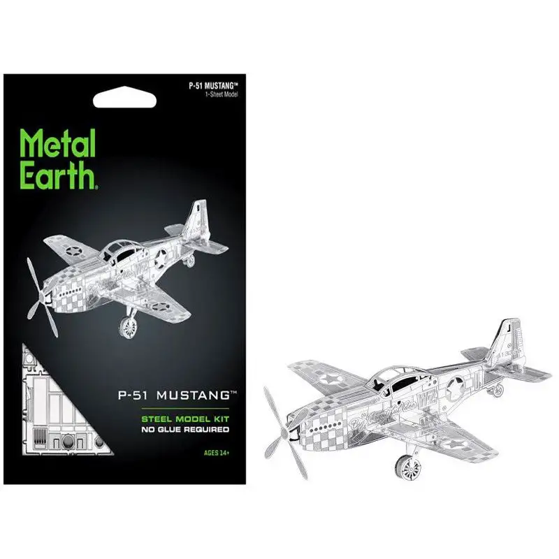 Model Kit North American P-51 Mustang Fighter Aircraft "Big Beautiful Doll" United States Army Air Forces (Easy Difficulty) Steel Model by Metal Earth