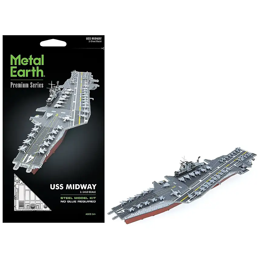 Model Kit USS Midway (CV-41) Aircraft Carrier (Challenging Difficulty) Steel Model by Metal Earth