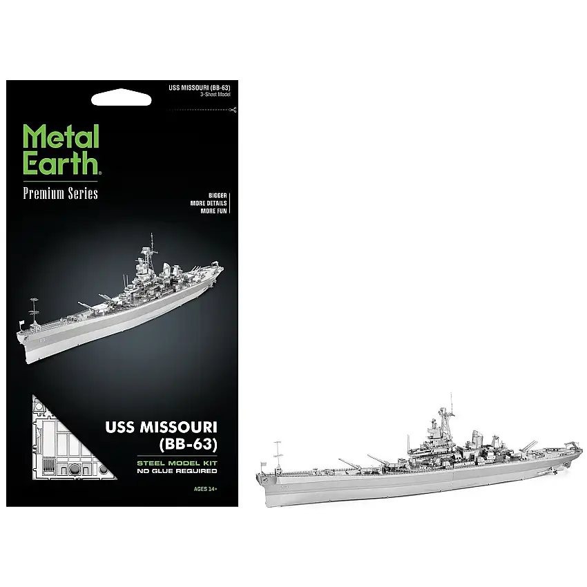 Model Kit USS Missouri (BB-63) Navy Battleship (Challenging Difficulty) Steel Model by Metal Earth