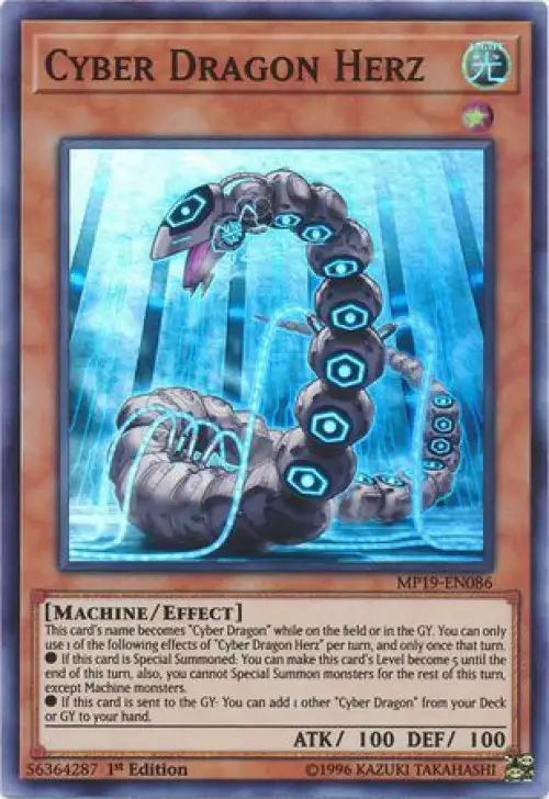 YuGiOh 2019 Gold Sarcophagus Tin Mega Pack Super Rare Cyber Dragon Herz MP19-EN086