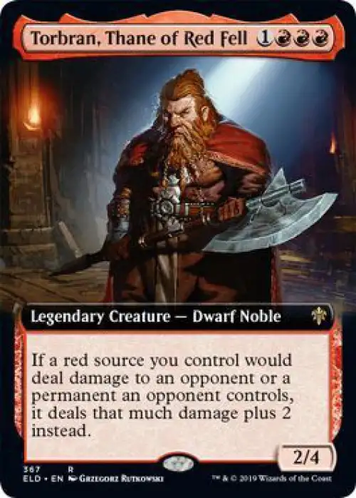 MtG Trading Card Game Throne of Eldraine Rare Torbran, Thane of Red Fell #367 [Extended Art]