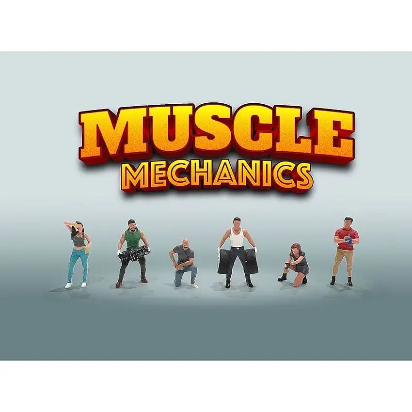 "Muscle Mechanics" 6 piece Diecast Figure Set (6 Figures) Limited Edition for 1/64 Scale Models by American Diorama