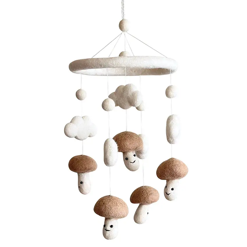 Felt Baby Mobile - Smiley Mushroom