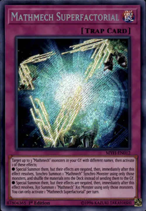 YuGiOh Mystic Fighters Secret Rare Mathmech Superfactorial MYFI-EN012