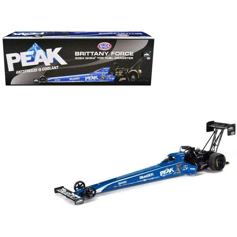 NHRA TFD (Top Fuel Dragster) Brittany Force "PEAK Antifreeze & Coolant" Blue "John Force Racing" 1/24 Diecast Model by Auto World