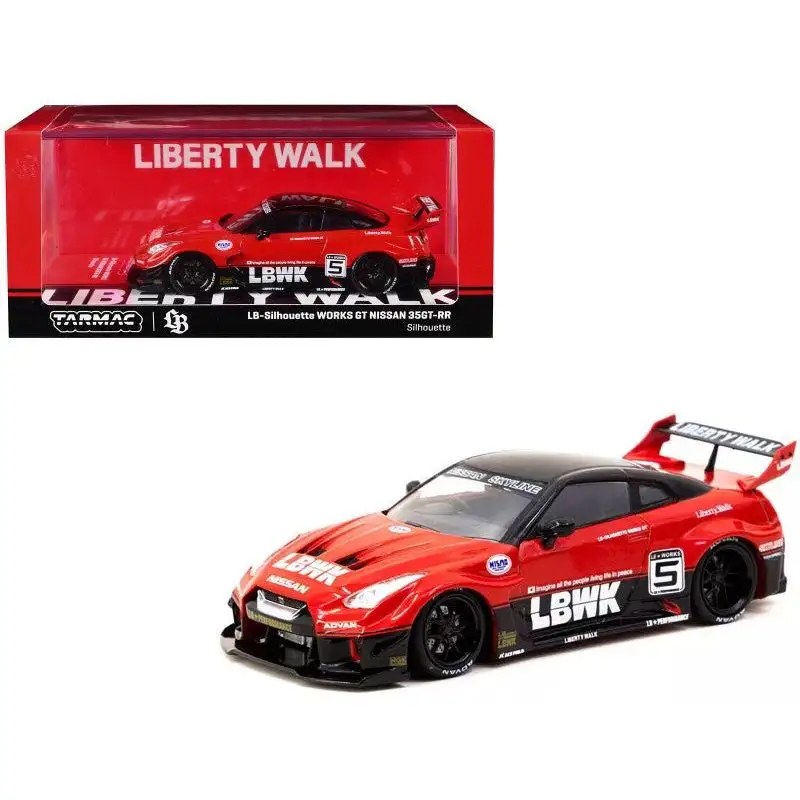 Nissan 35GT-RR LB-Silhouette WORKS GT RHD (Right Hand Drive) #5 "Liberty Walk" Red and Black "Hobby43" Series 1/43 Diecast Model Car by Tarmac Works