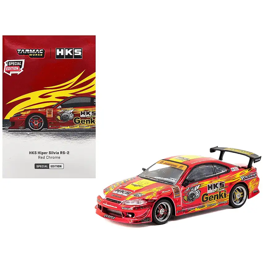 Nissan HKS Hiper Silvia RS-2 RHD (Right Hand Drive) "Tokyo Auto Salon 2025 Special Edition" Red Chrome "Global64" Series 1/64 Diecast Model by Tarmac Works