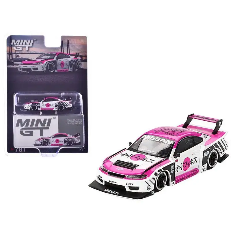 Nissan "LB-Super Silhouette" S15 SILVIA RHD (Right Hand Drive) #99 "Auto Finesse - SEMA 2023" White and Pink Limited Edition 1/64 Diecast Model Car by Mini GT