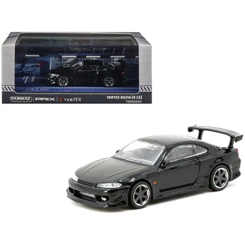 Nissan Silvia (S15) VERTEX RHD (Right Hand Drive) "PRIX-TONNDERU" Black "Global64" Series 1/64 Diecast Model by Tarmac Works
