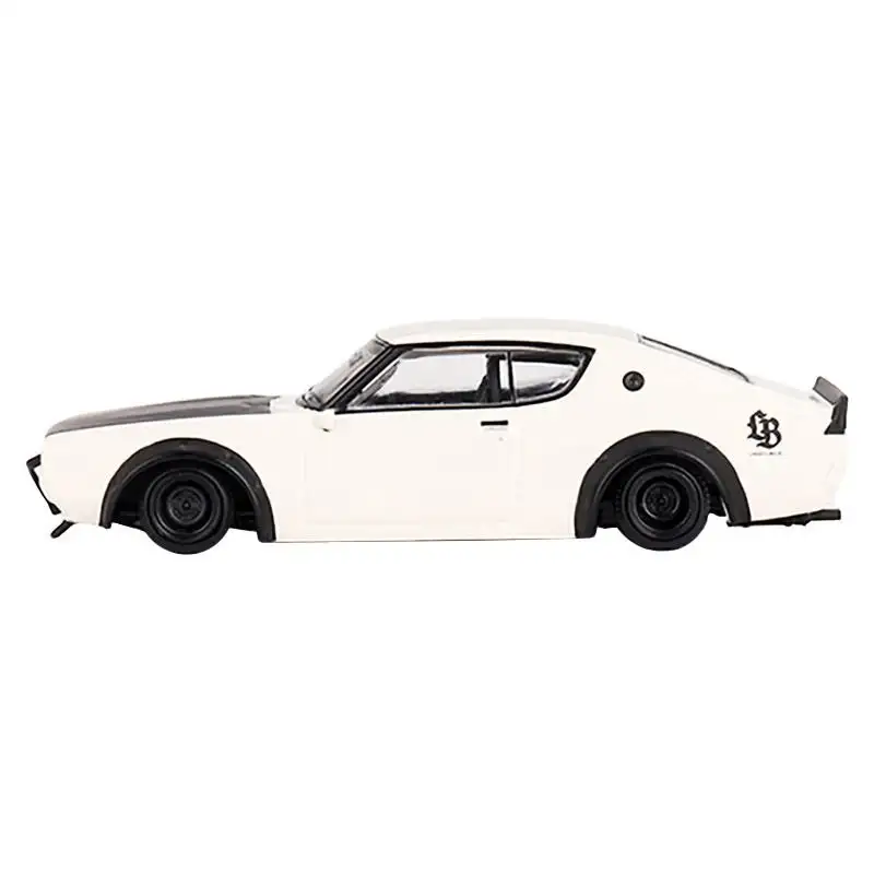 Nissan Skyline Kenmeri "Liberty Walk" RHD (Right Hand Drive) White with Matt Black Hood Limited Edition to 9600 pieces Worldwide 1/64 Diecast Model Car by Mini GT