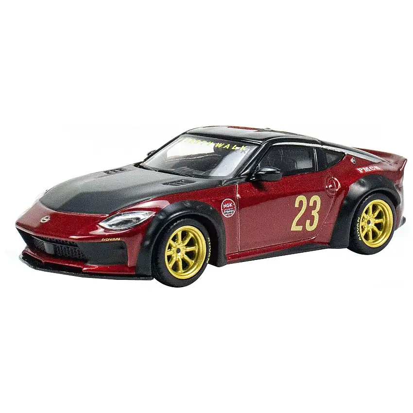 Nissan Z "LB Nation Works" #23 Gem Red Metallic with Black Top and Hood with CLDC Magazine Special Edition Issue 1/64 Diecast Model Car by Mini GT