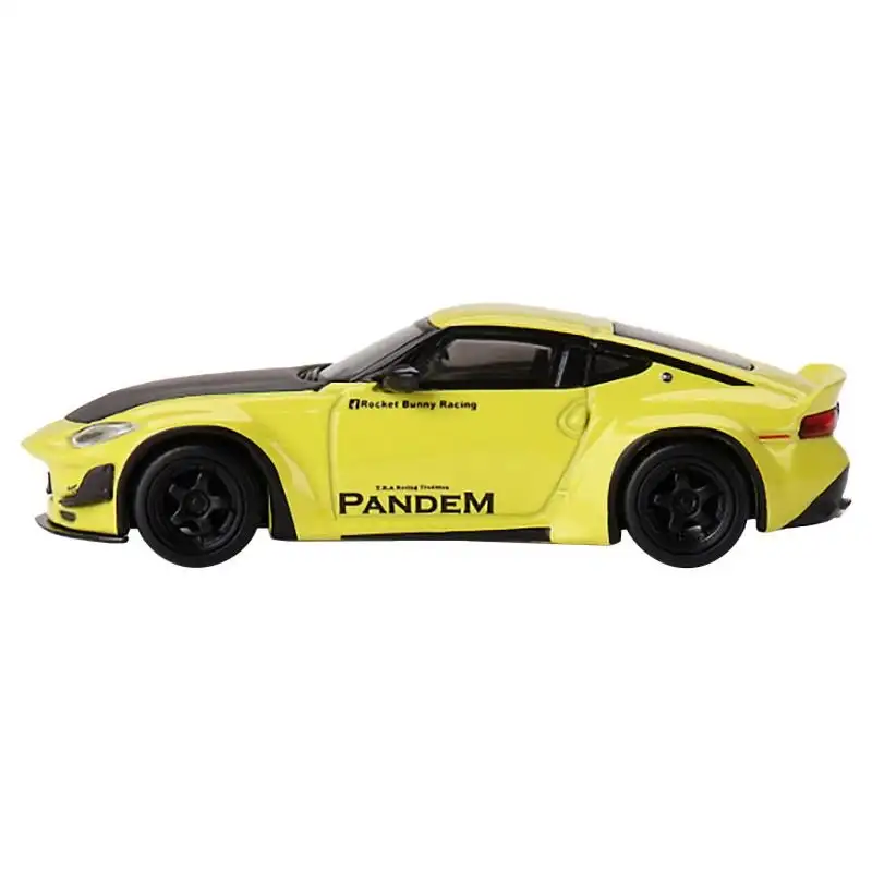 Nissan Z "Pandem" Ikazuchi Yellow with Carbon Hood Limited Edition to 4800 pieces Worldwide 1/64 Diecast Model Car by Mini GT