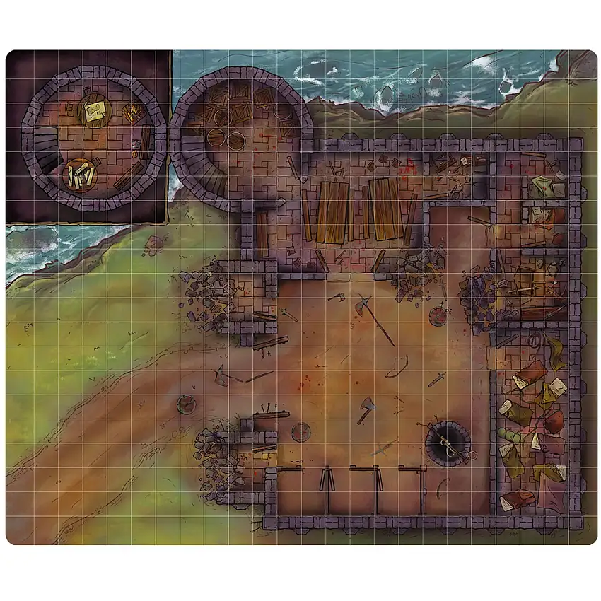 Next Level Miniatures: Wet-Erase Vinyl Game Mat - Ruined Keep