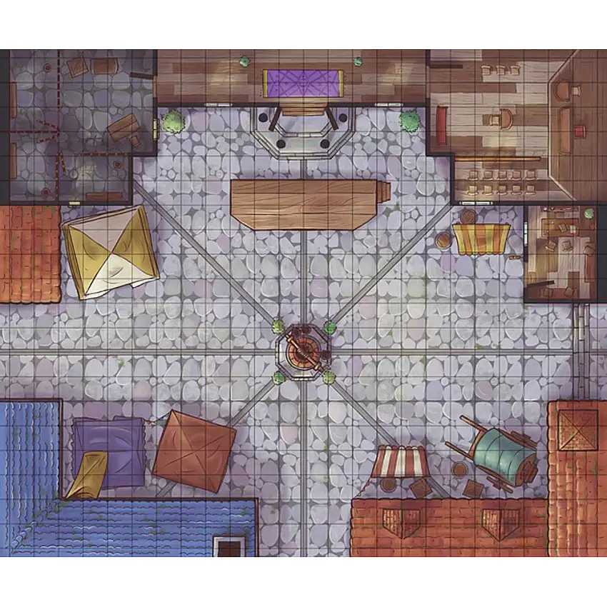 Next Level Miniatures: Wet-Erase Vinyl Game Mat - Town Square