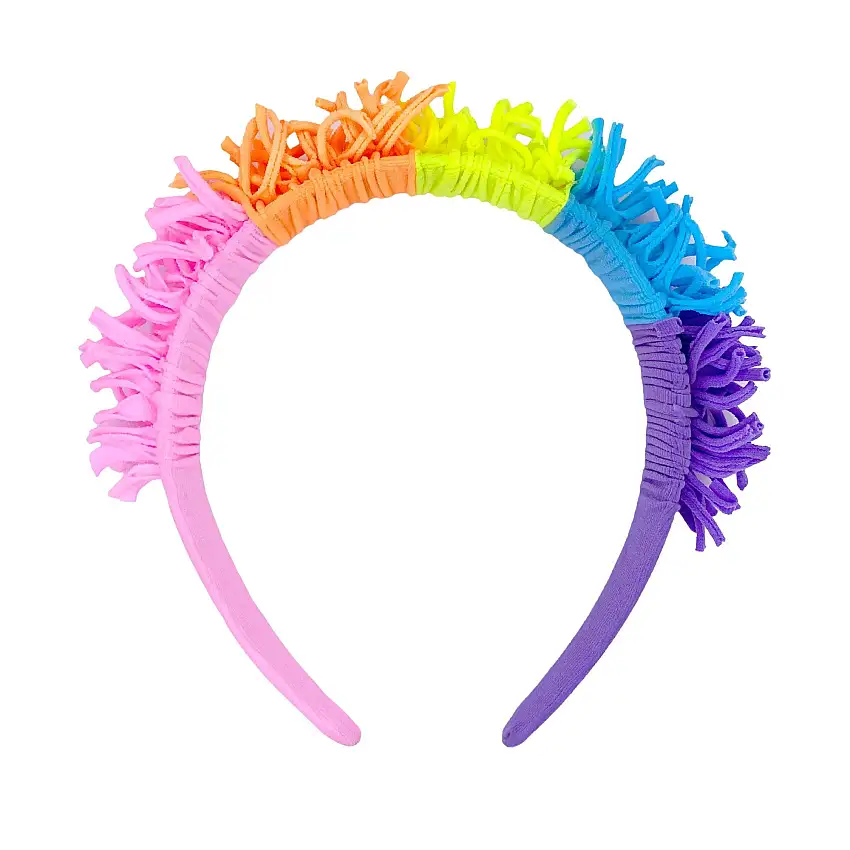 Fringe Hard Headband: Neon Rainbow