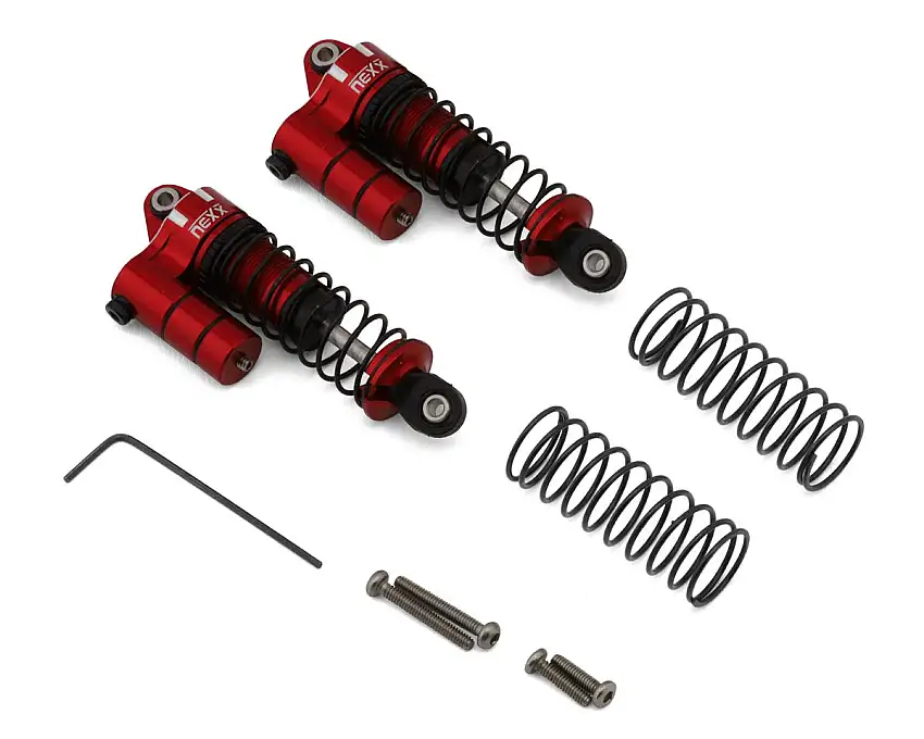 NEXX Racing Losi® Mini-T/Mini-B 50mm Aluminum Oil-Filled Threaded Reservoir Shocks (Red) (2) (Front)